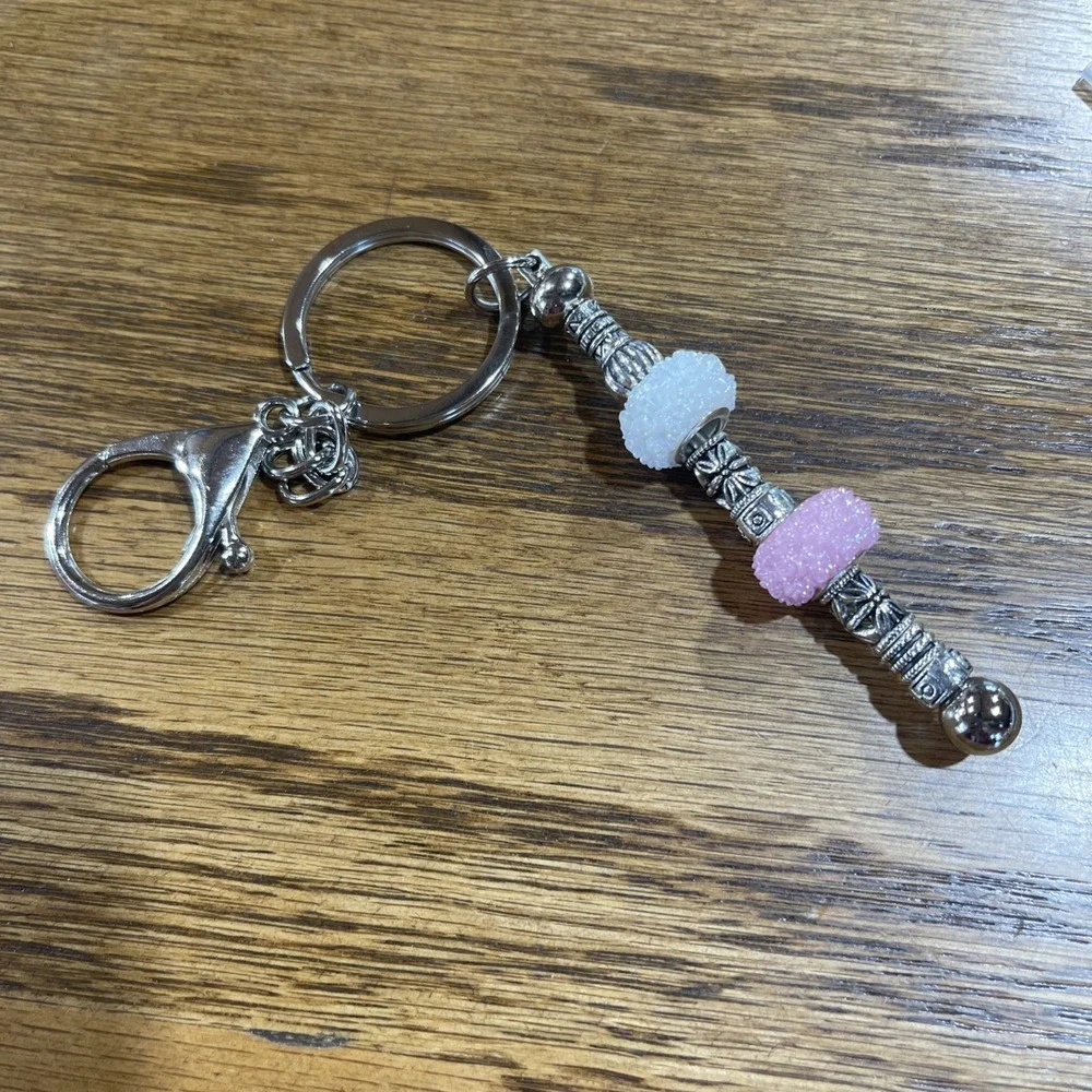 Decorated Multi Color Ink Pen + Refill & Matching Key Chain‎ Beaded Handmade NEW
